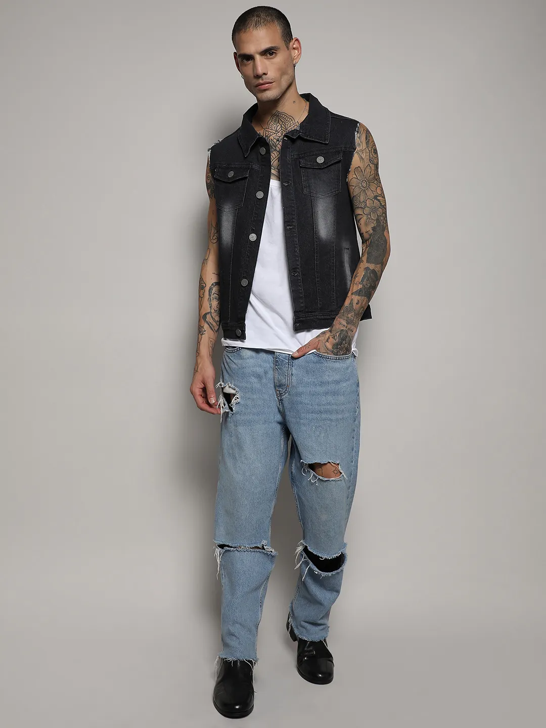 Dark-Wash Denim Jacket With Flap Pocket - Image 5