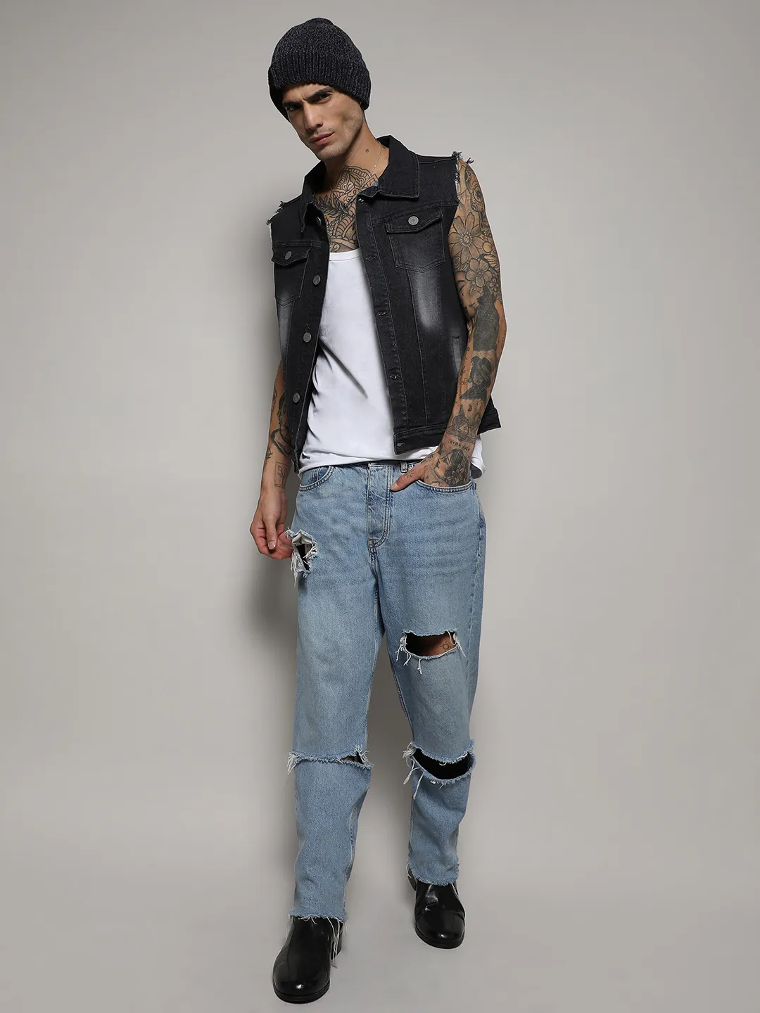 Dark-Wash Denim Jacket With Flap Pocket - Image 6