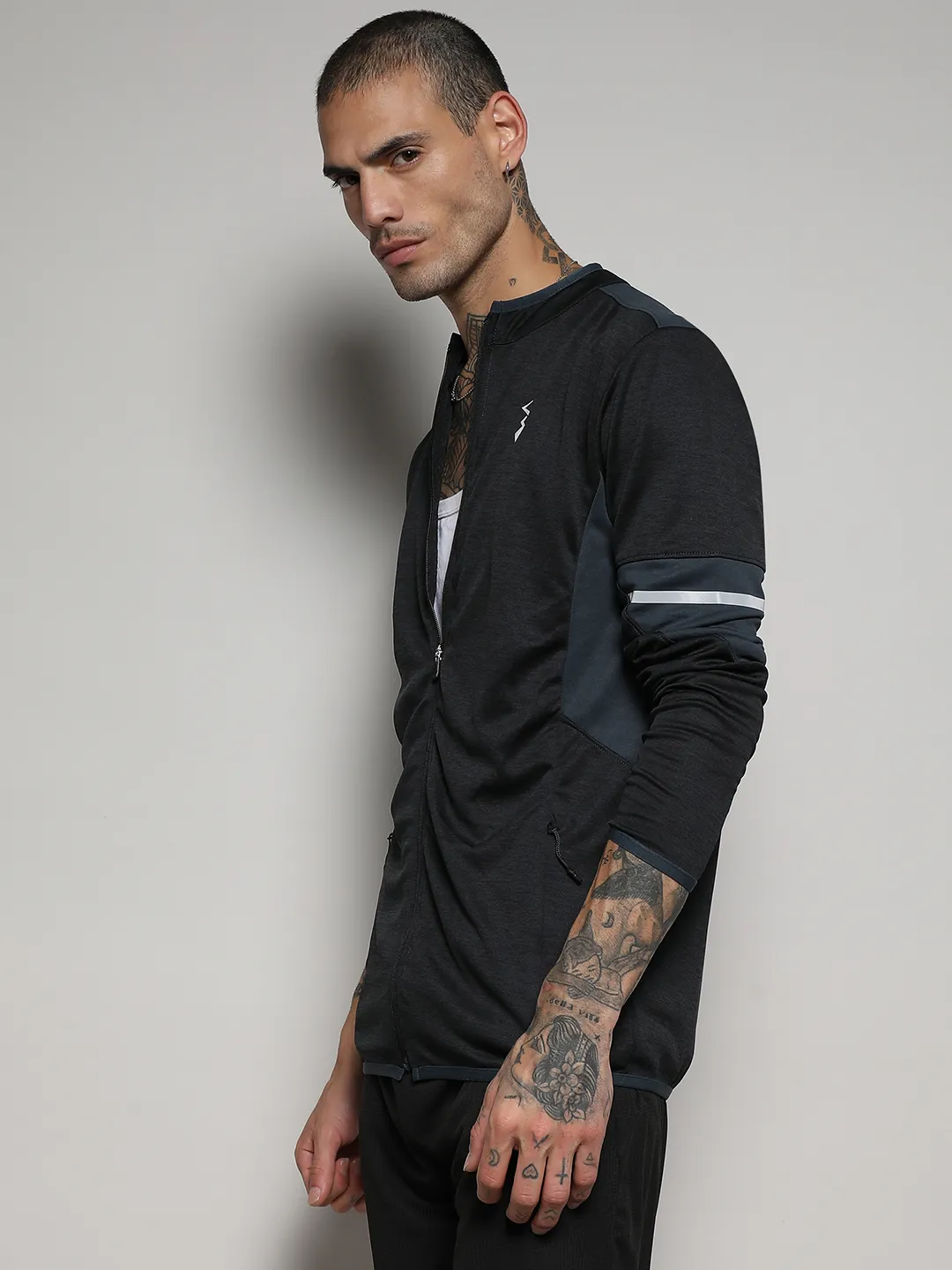 Heathered Activewear Jacket With Contrast Detail - Image 3