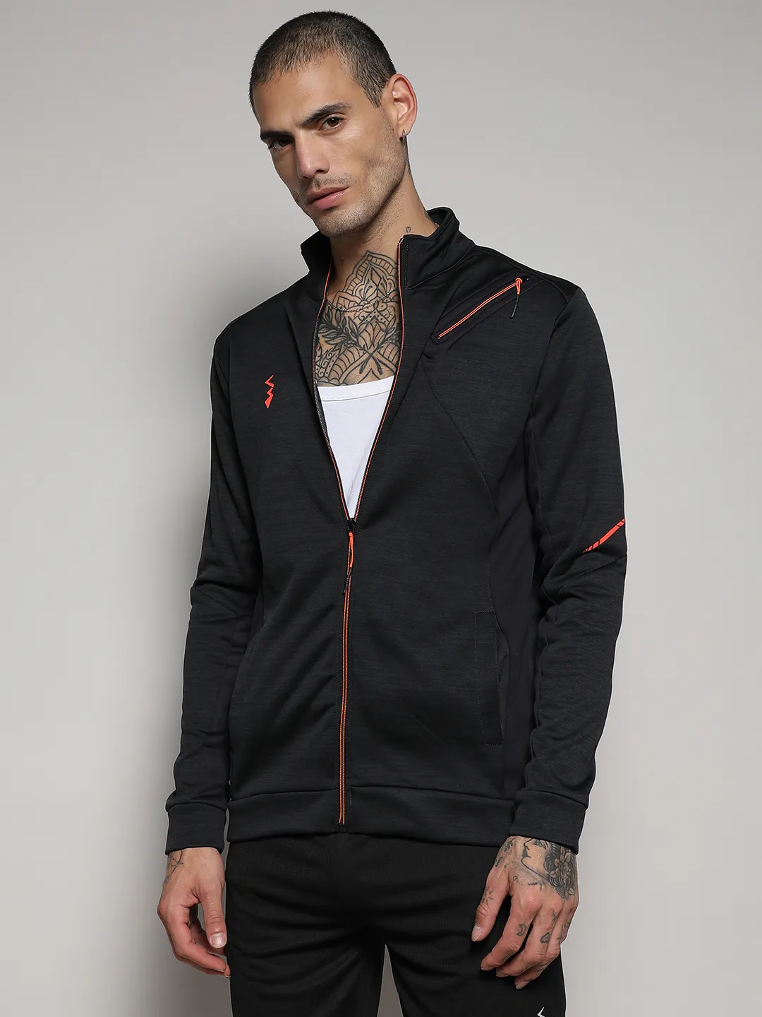 Heathered Activewear Jacket With Reflective Detail - Image 2
