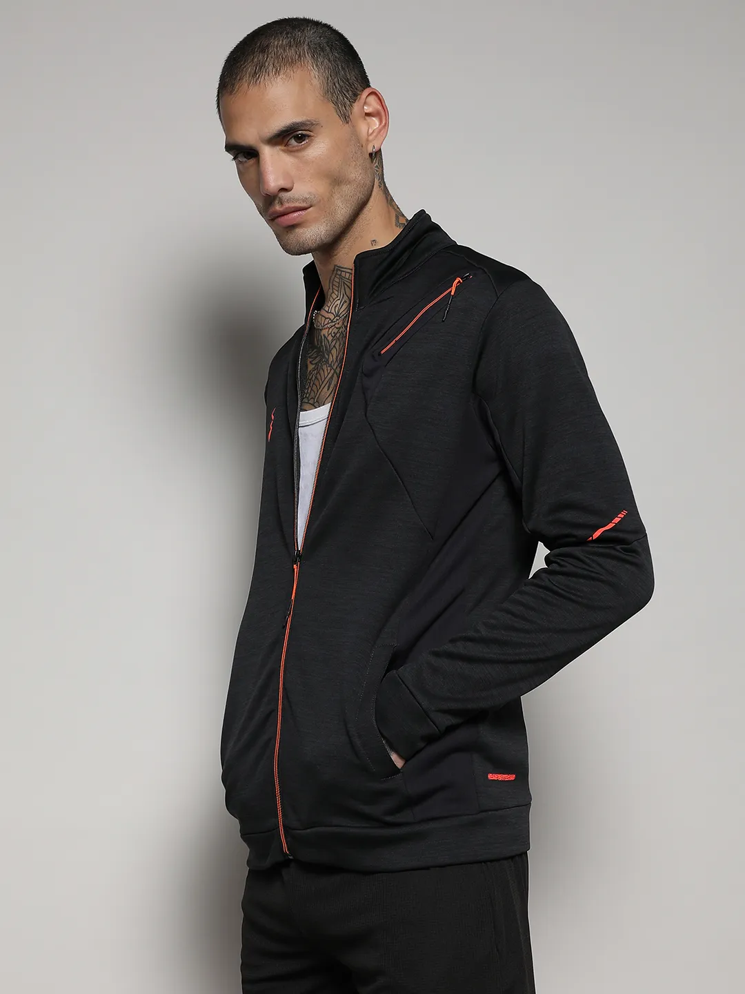 Heathered Activewear Jacket With Reflective Detail - Image 3
