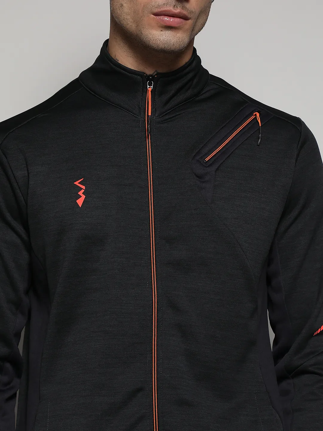 Heathered Activewear Jacket With Reflective Detail - Image 6