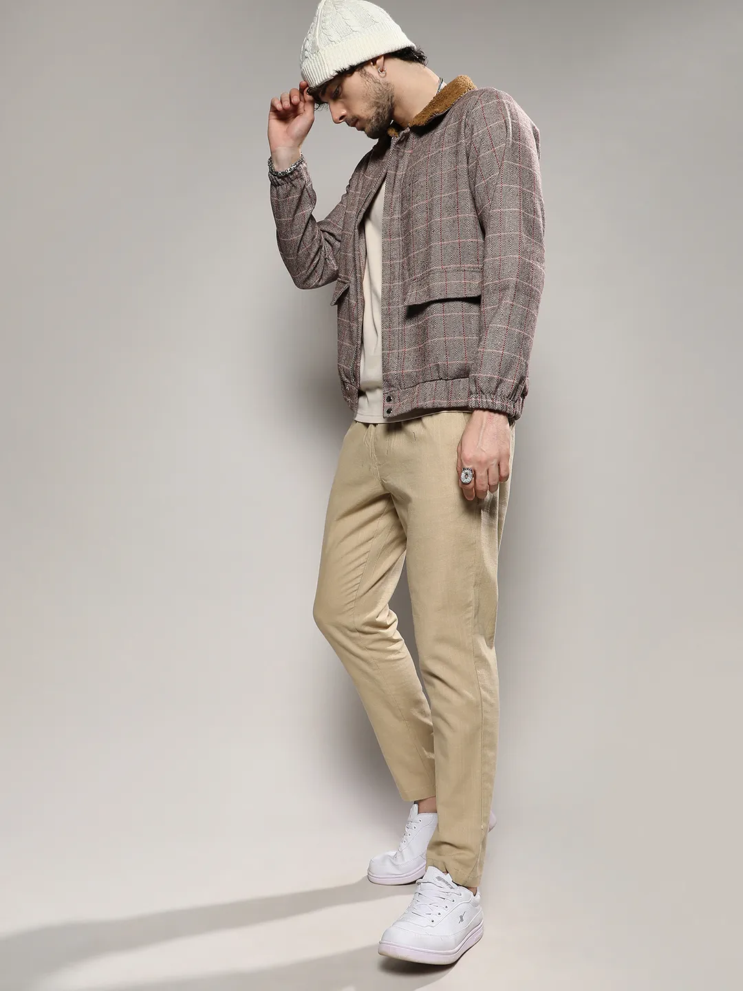 Tartan Plaid Jacket With Fleece Collar - Image 6