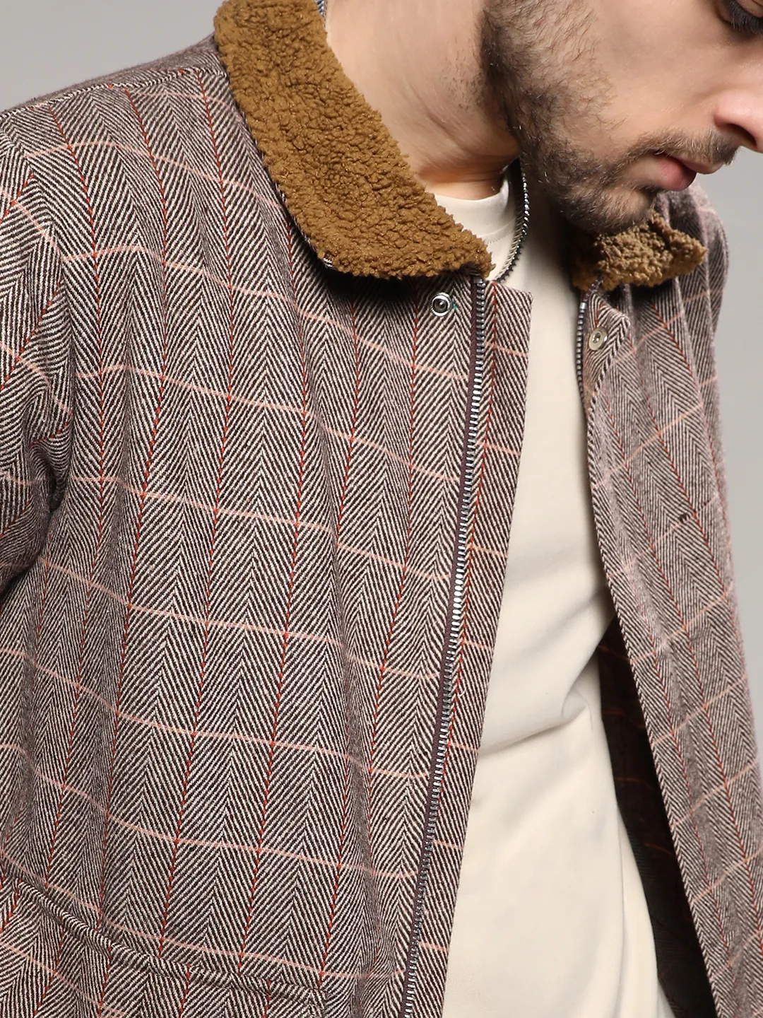 Tartan Plaid Jacket With Fleece Collar - Image 7