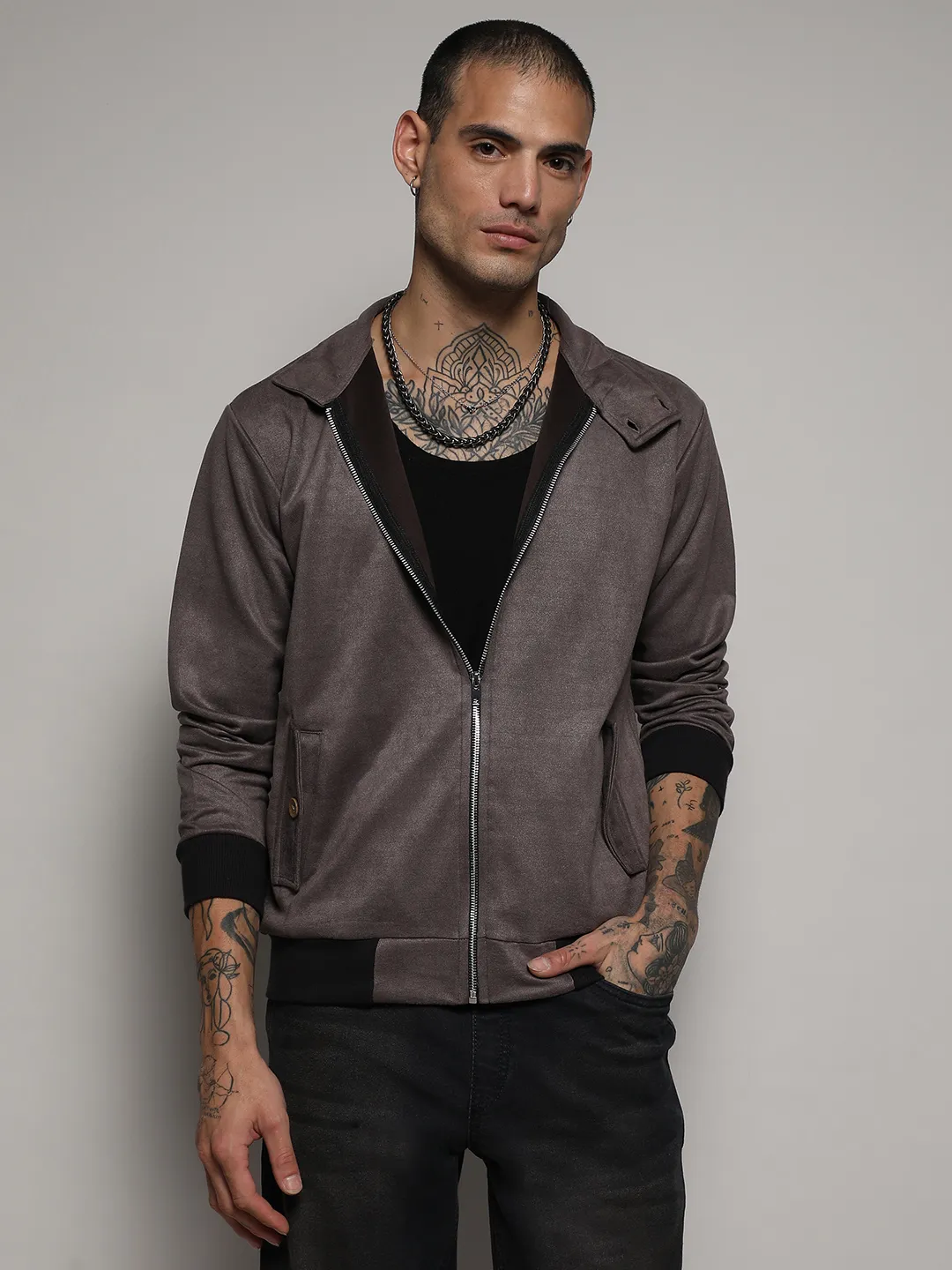Zip-Front Jacket With Ribbed Hem - Image 2