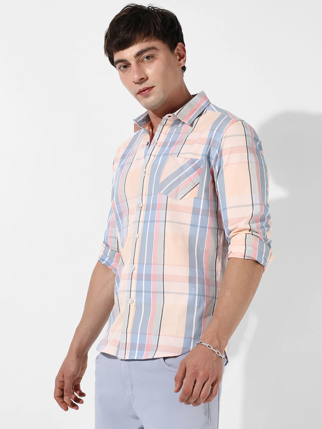 Cotton Plaid Button Up Shirt - Image 3