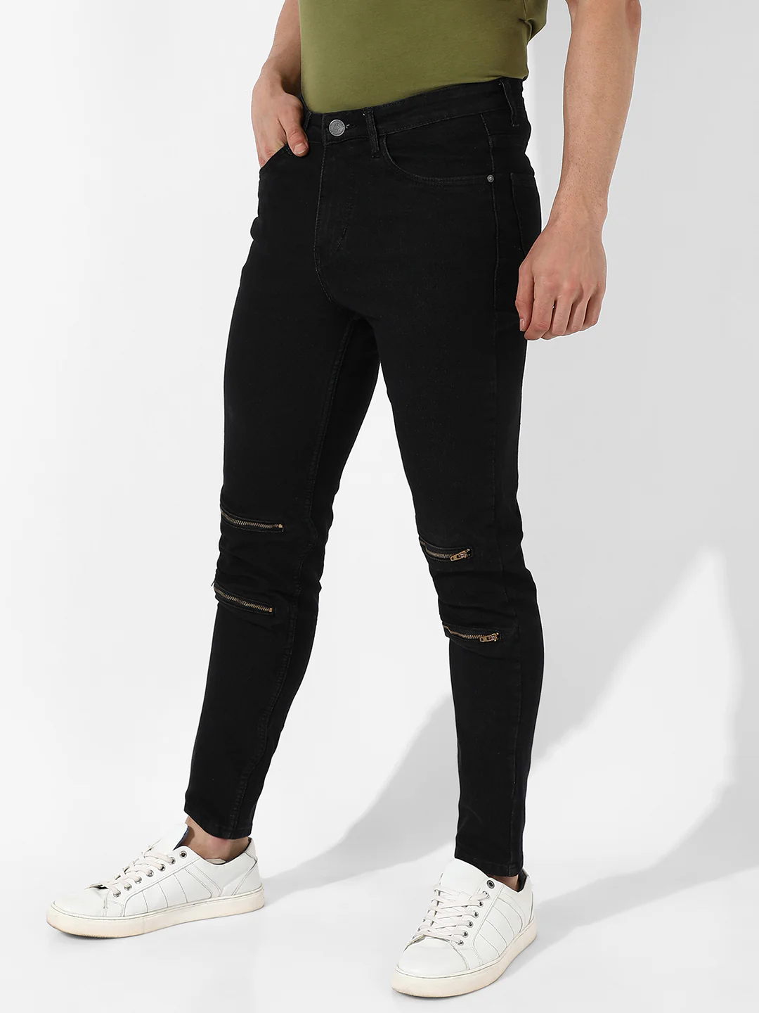 Zip Detail Denim Jeans - Image 3