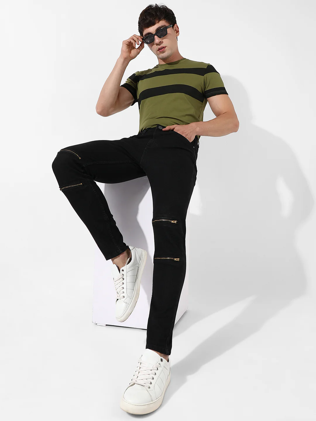 Zip Detail Denim Jeans - Image 6