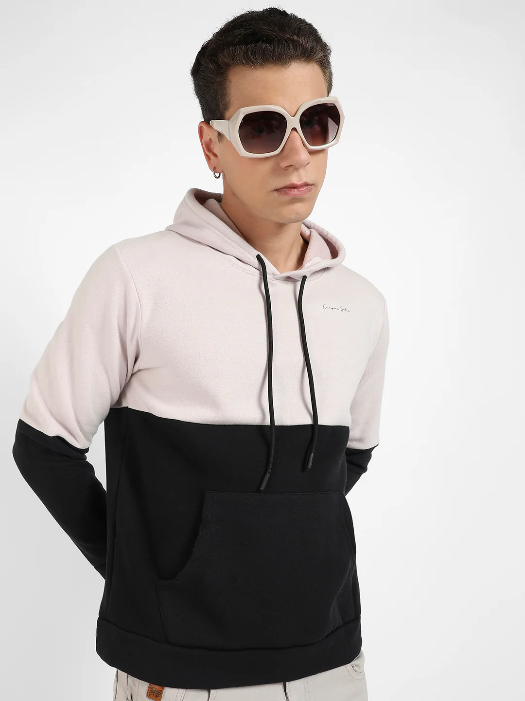 Colourblocked Hoodie With Kangaroo Pockets - Image 2