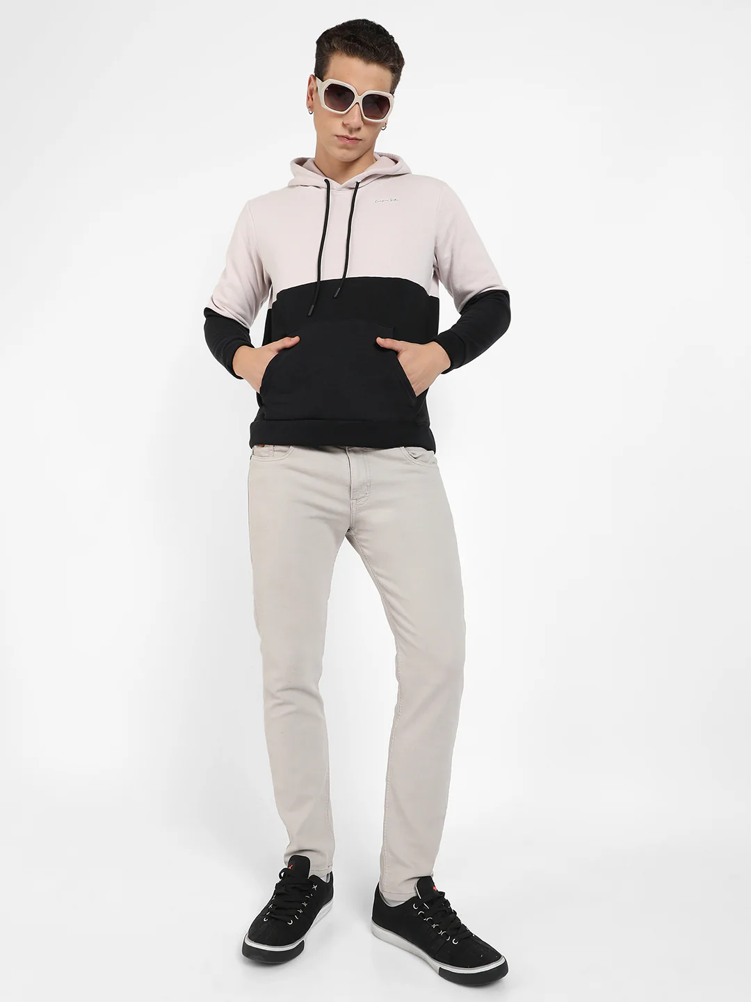 Colourblocked Hoodie With Kangaroo Pockets - Image 6