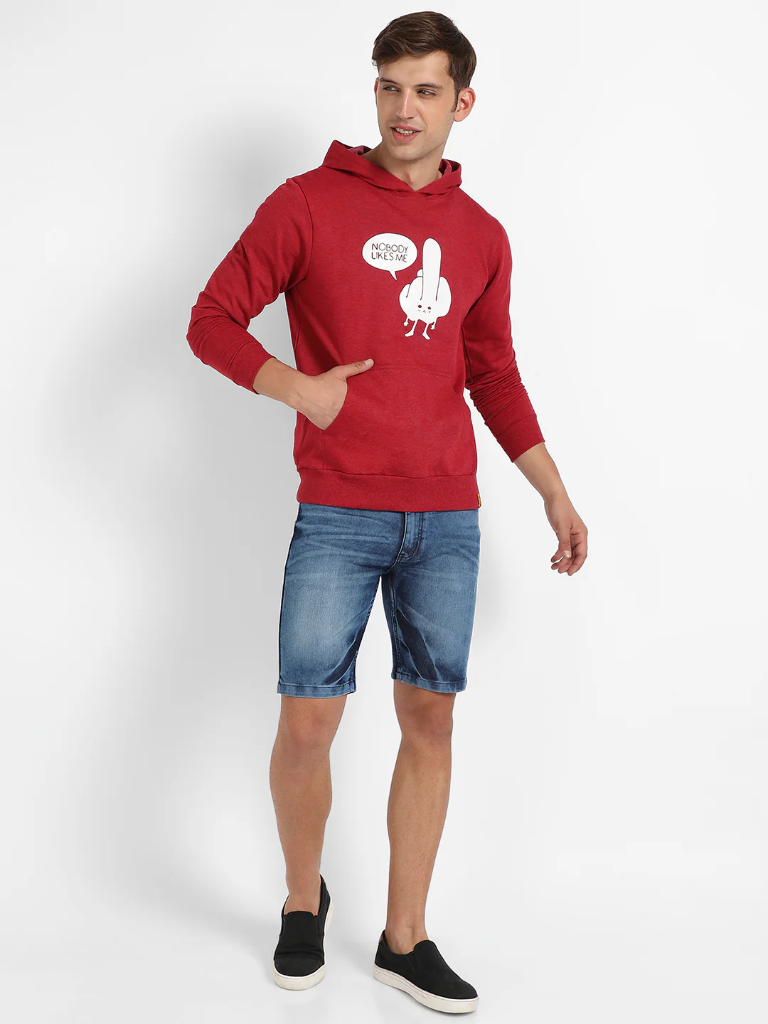 Maroon Nobody Likes Me Hoodie With Kangaroo Pockets - Image 5