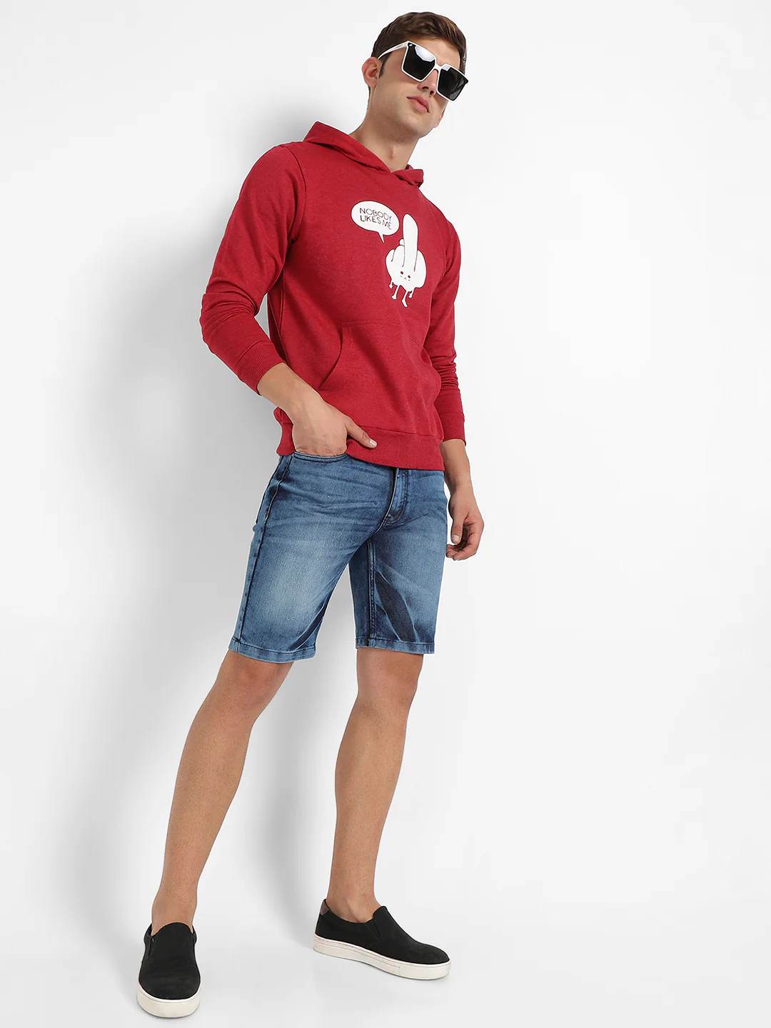 Maroon Nobody Likes Me Hoodie With Kangaroo Pockets - Image 6