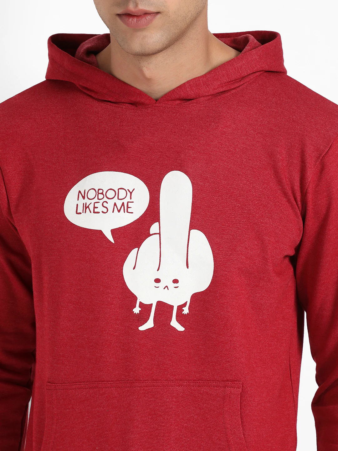 Maroon Nobody Likes Me Hoodie With Kangaroo Pockets - Image 7