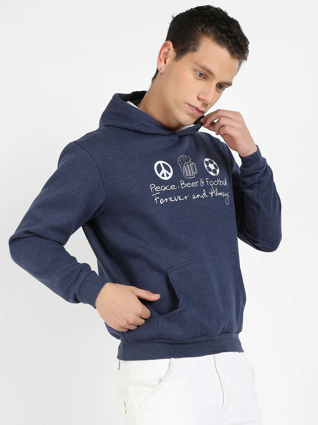 Peace Beer Football Hoodie With Kangaroo Pocket