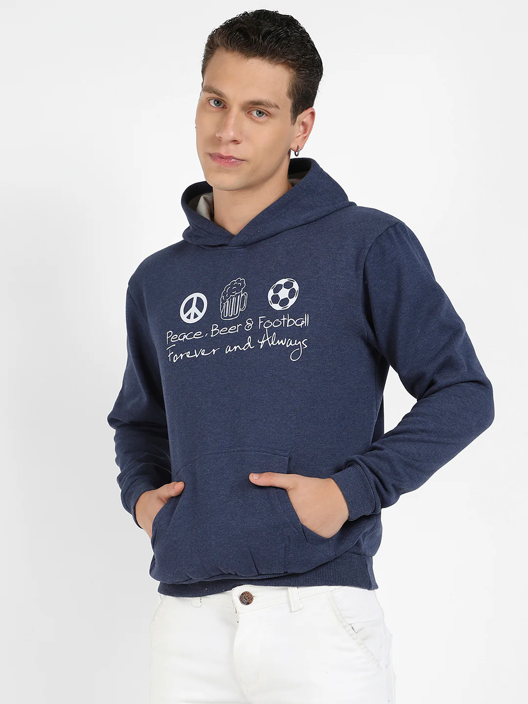 Peace Beer Football Hoodie With Kangaroo Pocket - Image 3