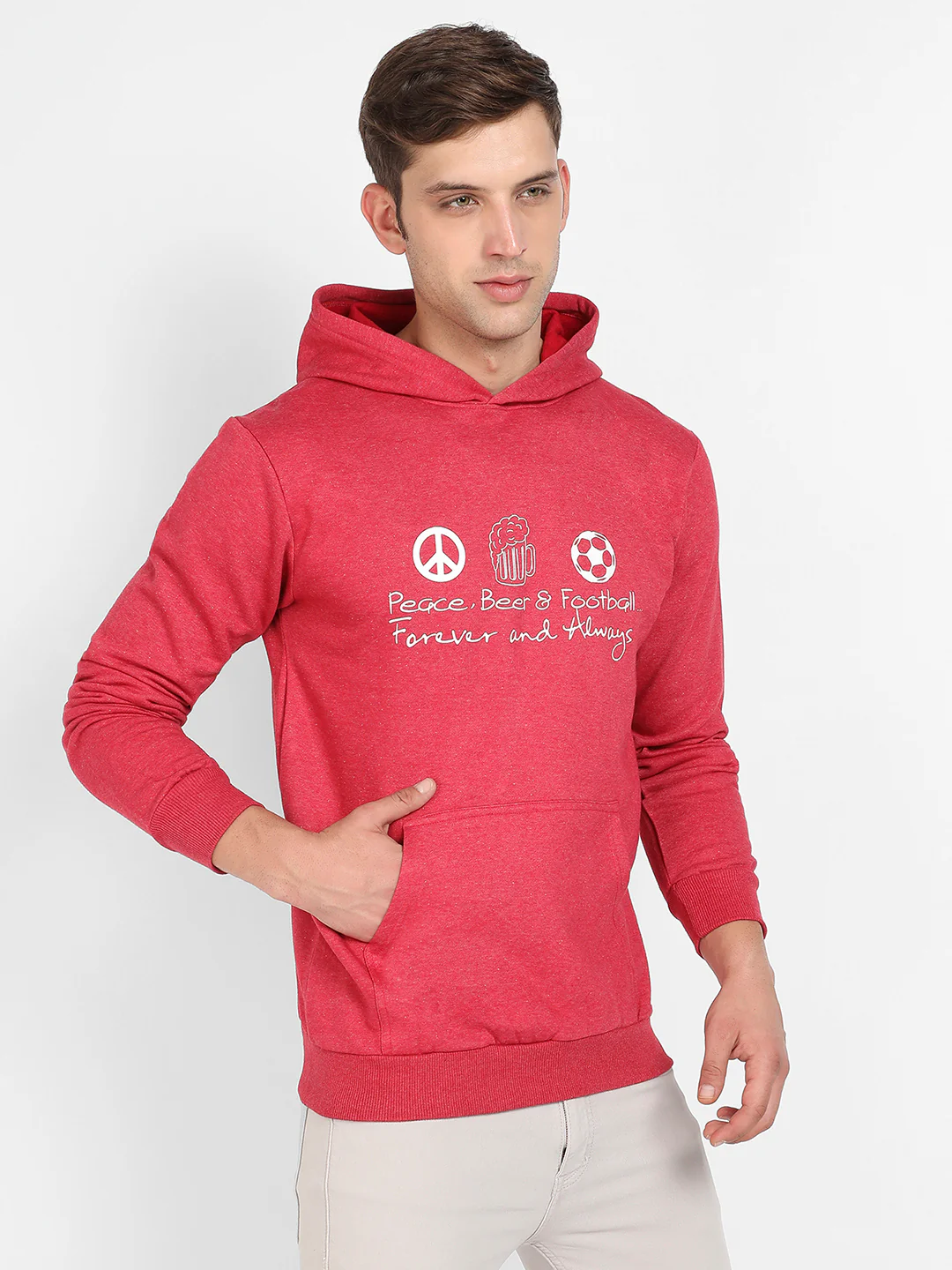 Peace Beer Football Hoodie With Kangaroo Pocket - Image 3