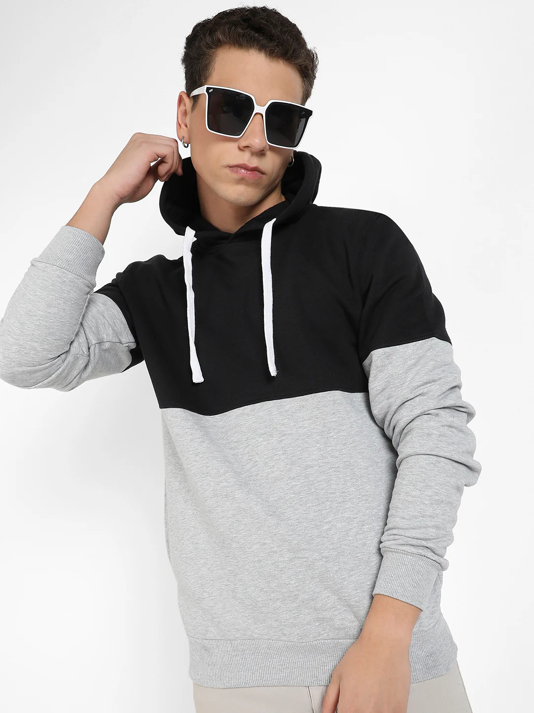 Colourblocked Hoodie With Kangaroo Pocket
