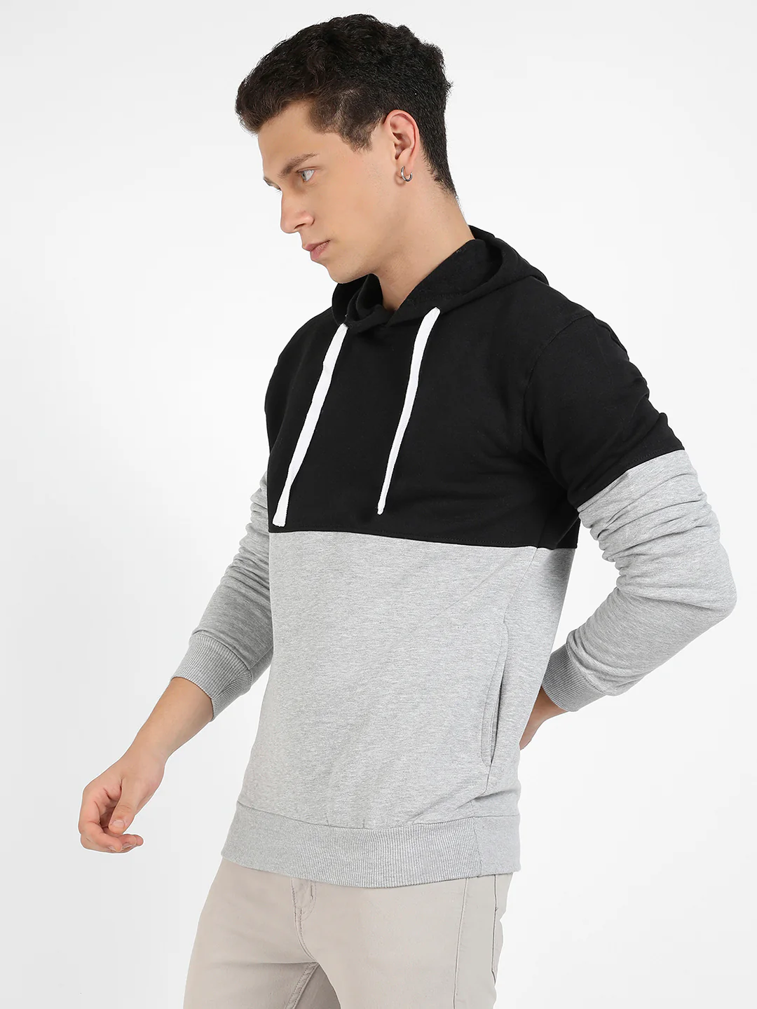 Colourblocked Hoodie With Kangaroo Pocket - Image 3
