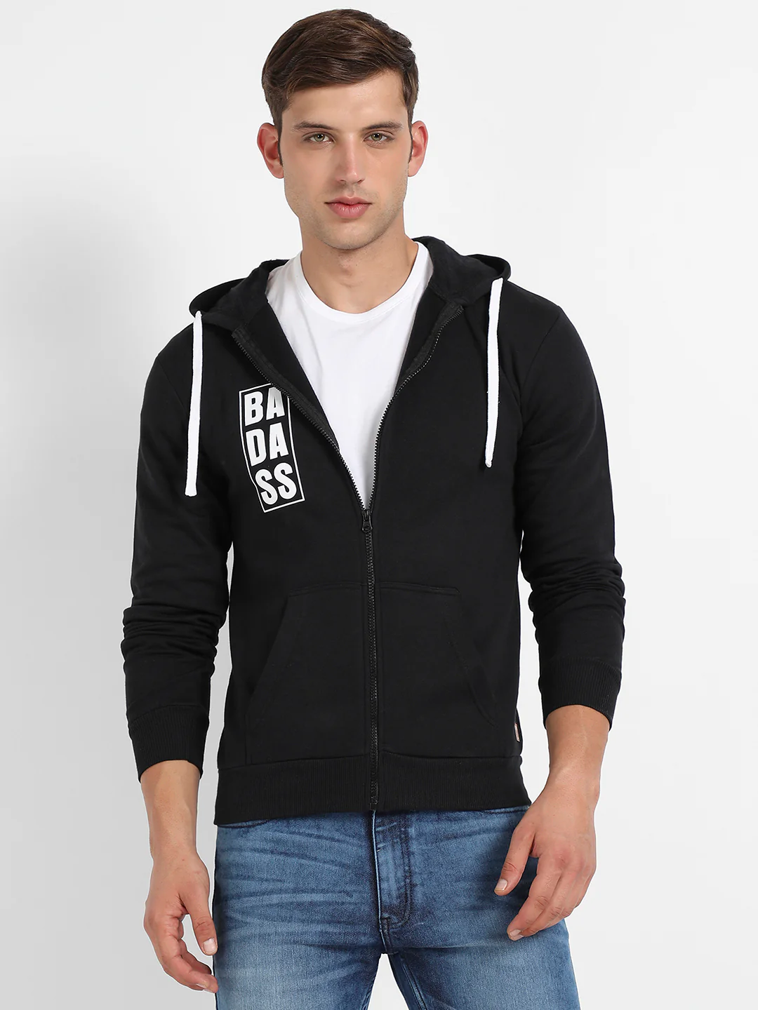 Zip-Front Typographic Print Hoodie - Image 2