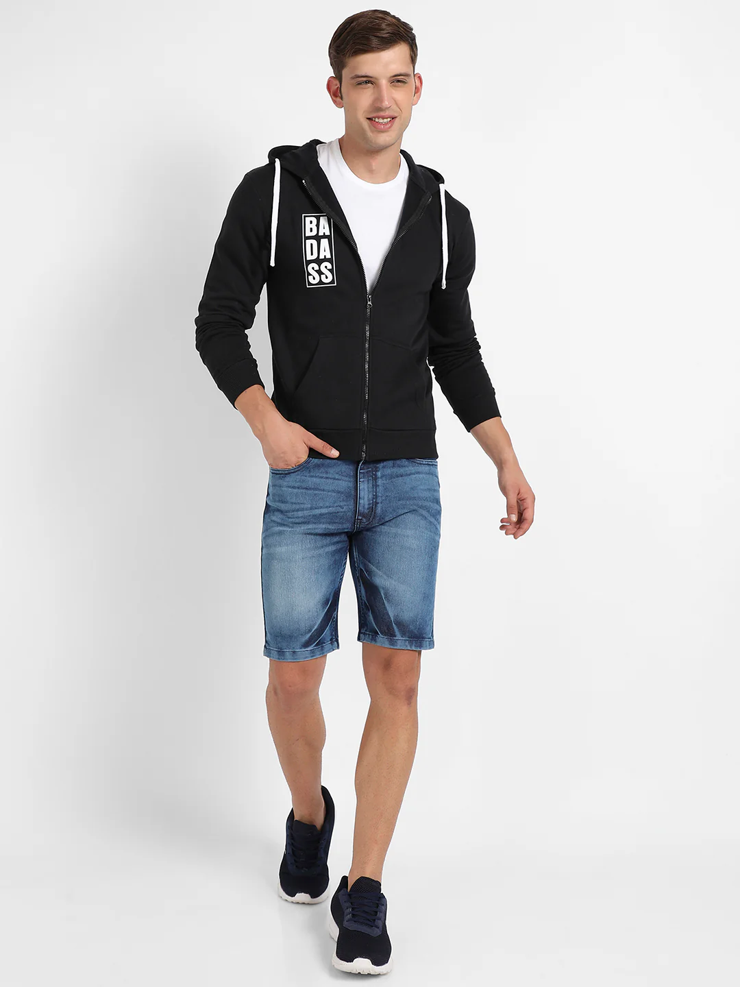 Zip-Front Typographic Print Hoodie - Image 5