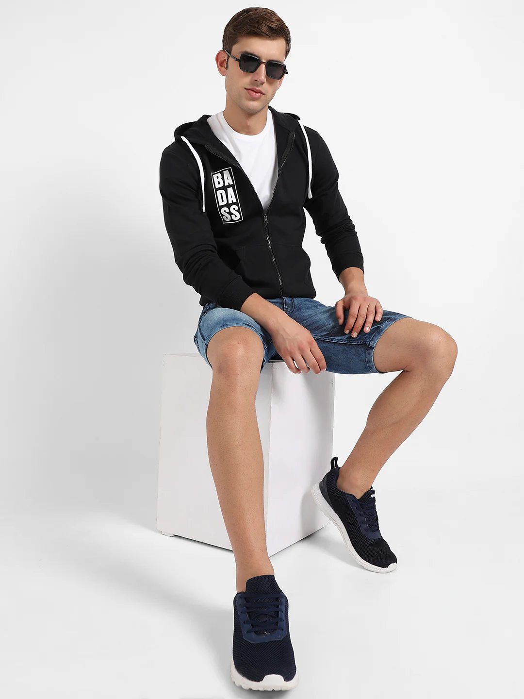 Zip-Front Typographic Print Hoodie - Image 6