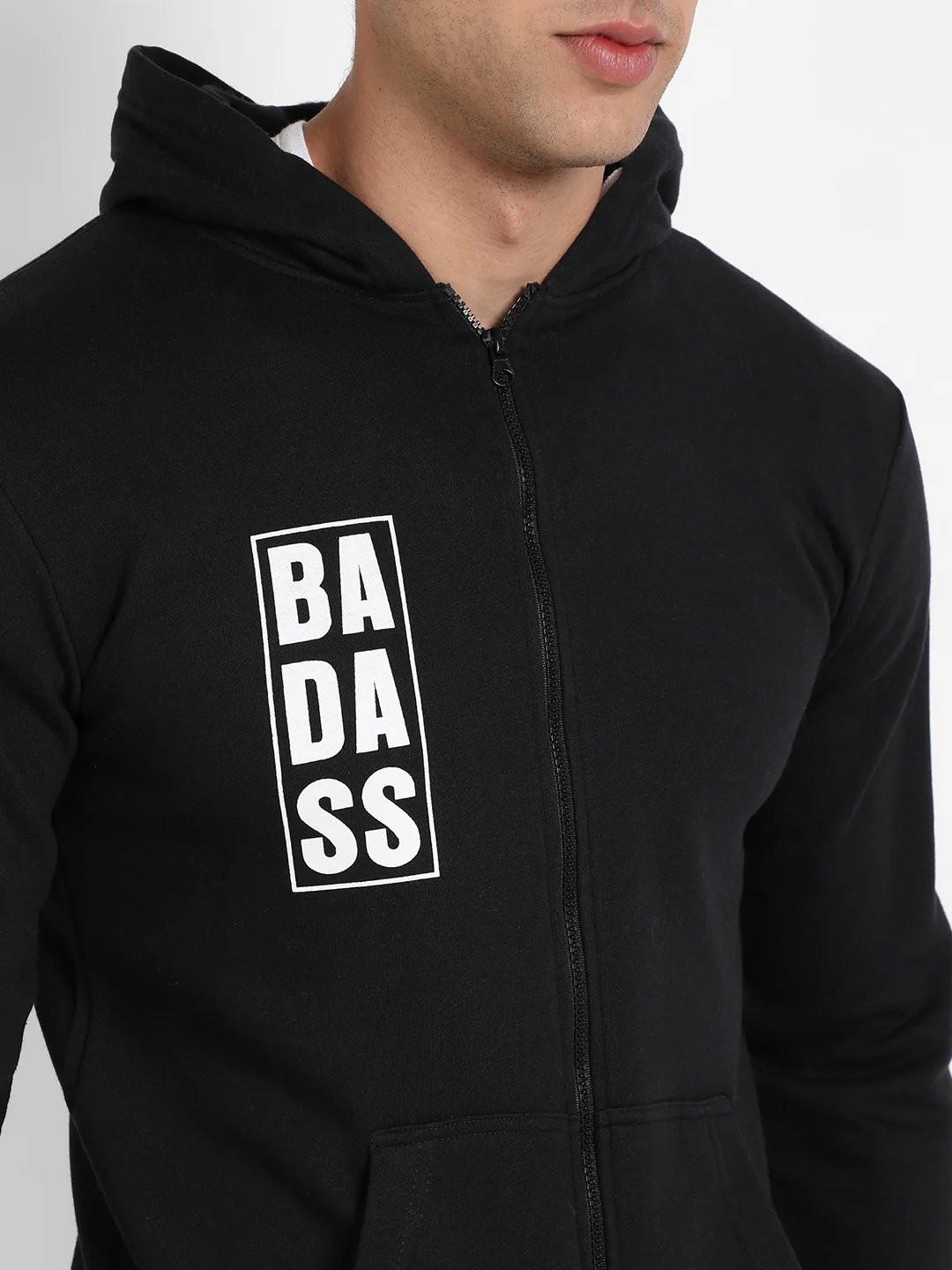Zip-Front Typographic Print Hoodie - Image 7