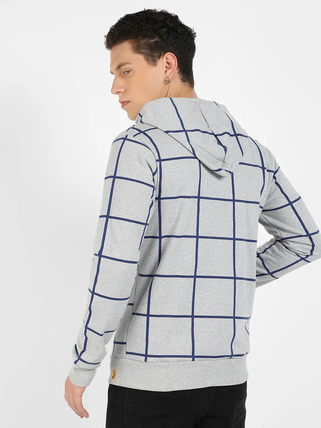 Contrast Graph Check Hoodie With Zip-Closure - Image 4