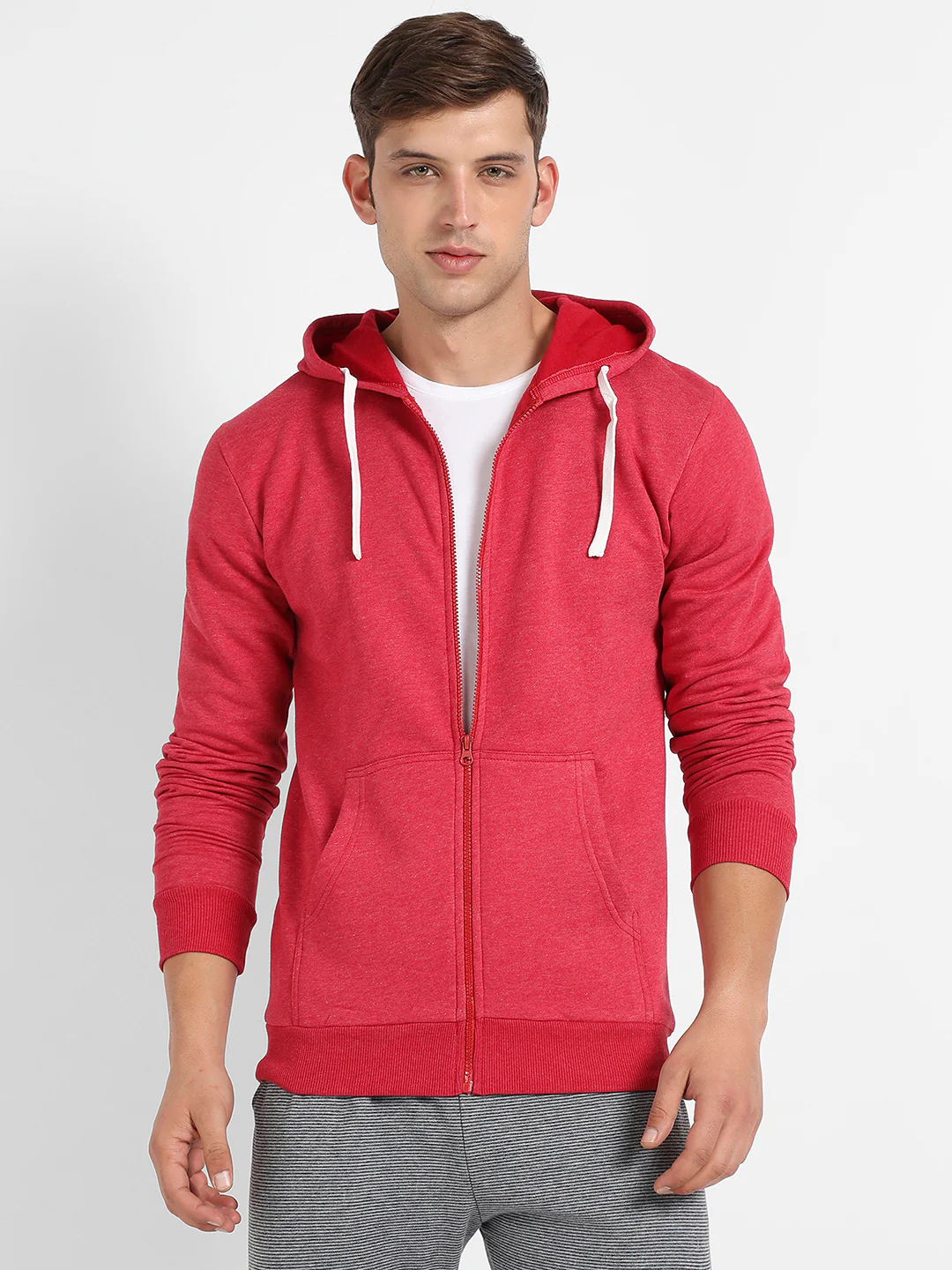 Zip-Front Hoodie With Contrast Drawstring - Image 2