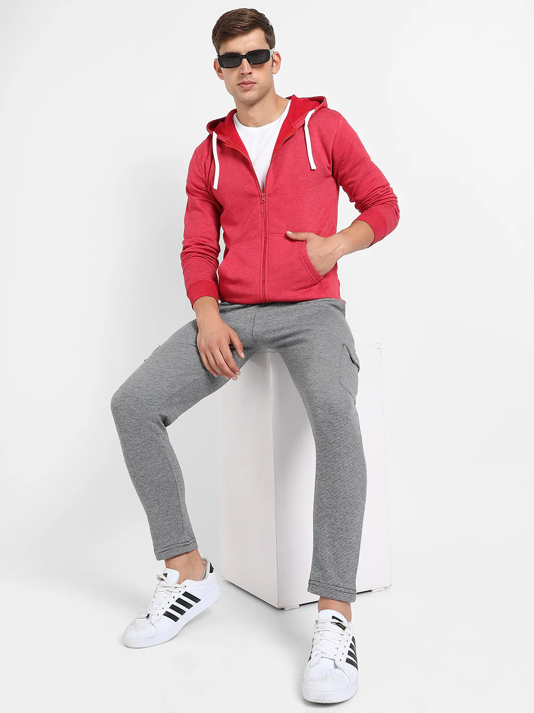 Zip-Front Hoodie With Contrast Drawstring - Image 6