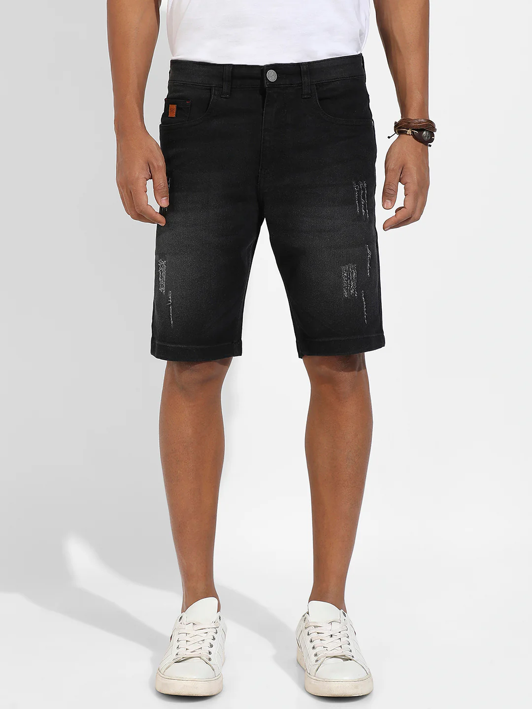 Minimal Distressed Denim Shorts - Image 2