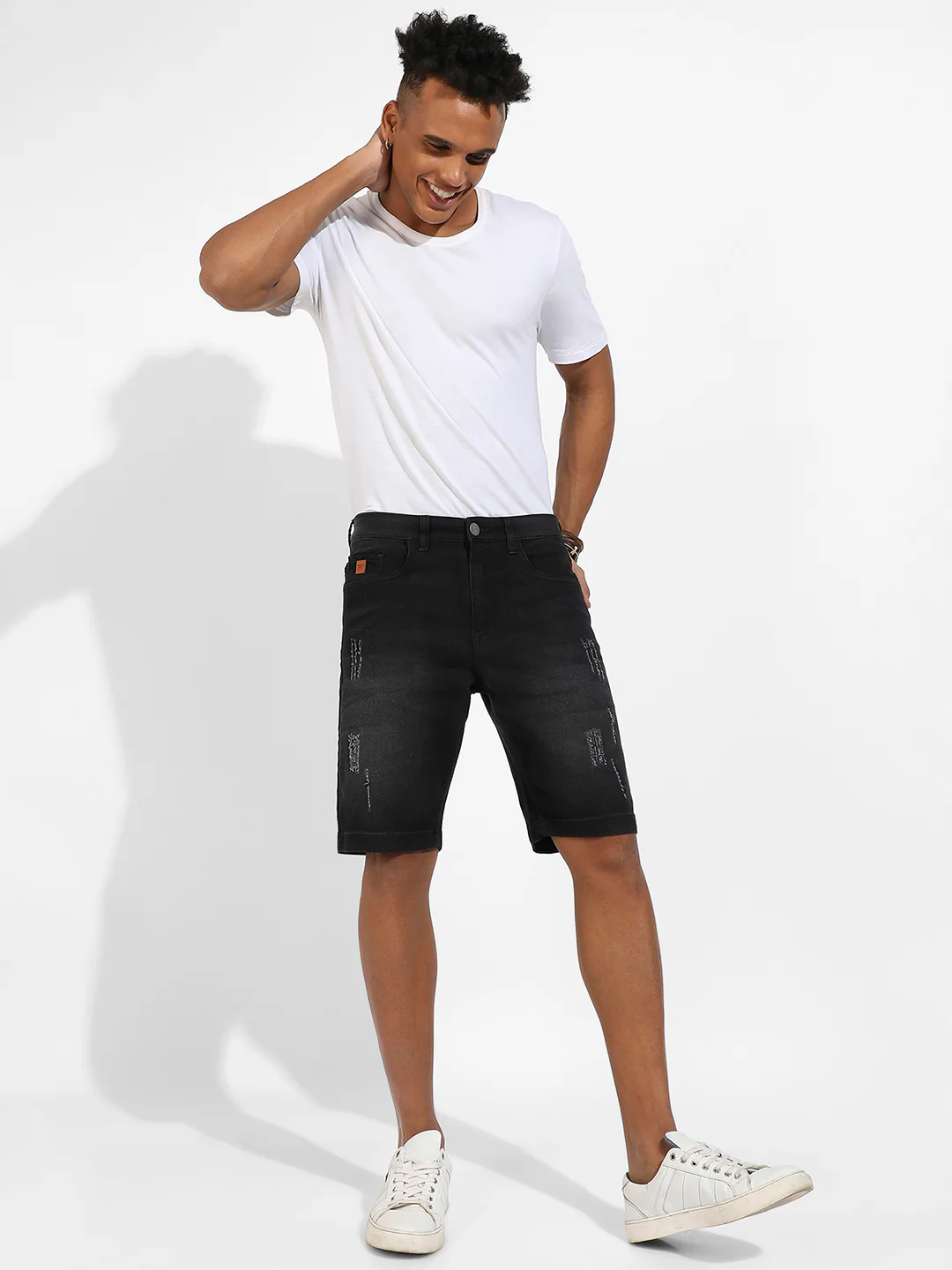 Minimal Distressed Denim Shorts - Image 5