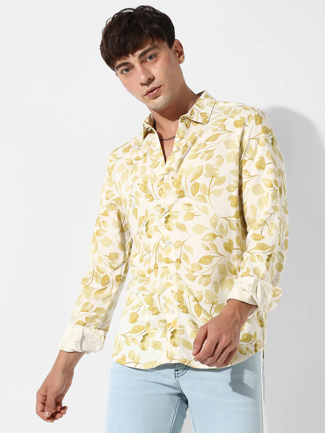 Artistic Foliage Print Shirt - Image 4