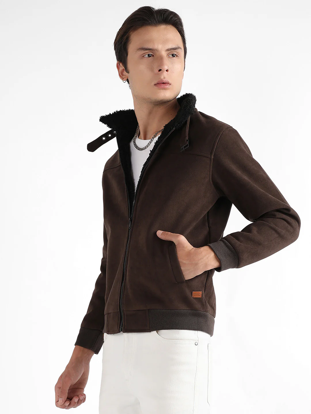Zip-Front Jacket With Fleece Detail - Image 3