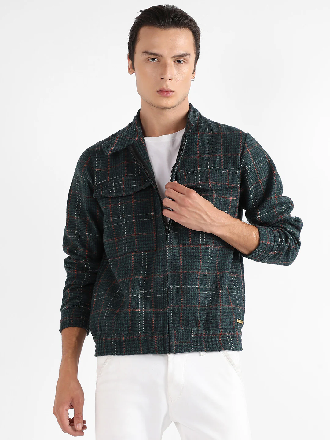 Tartan Plaid Jacket With Flap Pockets - Image 2