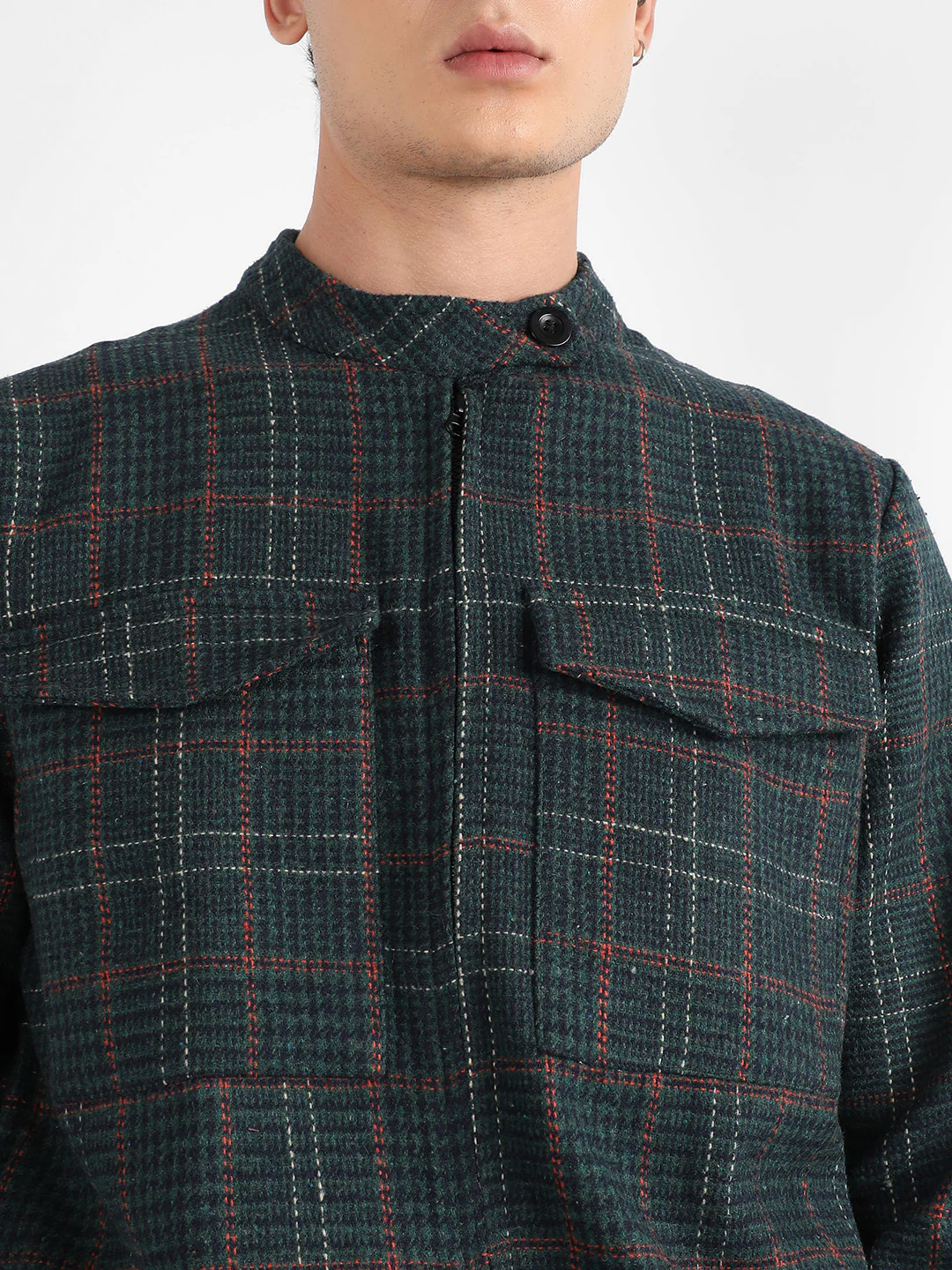Tartan Plaid Jacket With Flap Pockets - Image 7