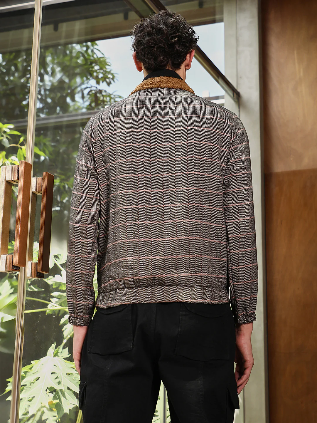Tartan Plaid Jacket With Fleece Collar - Image 3