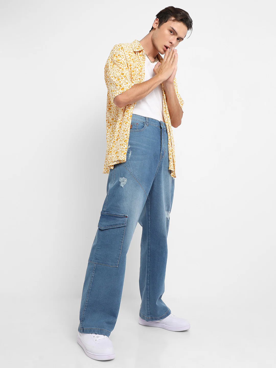 Asymmetrical Stitch Denim Jeans - Image 6