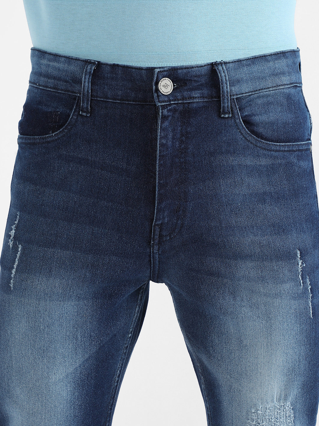 Contrast Patch Distressed Denim Jeans - Image 7