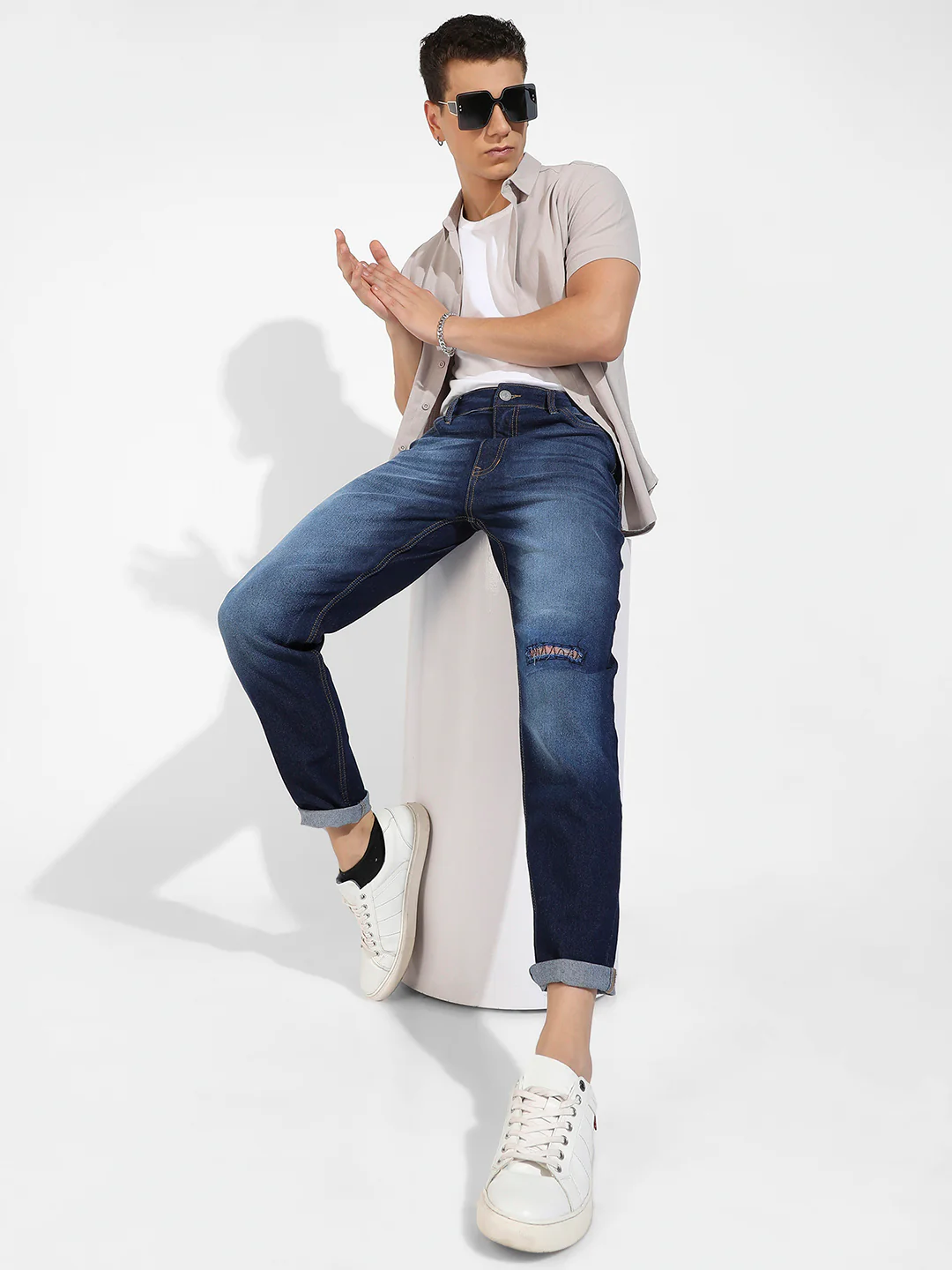 Distressed Knee Denim Jeans - Image 6