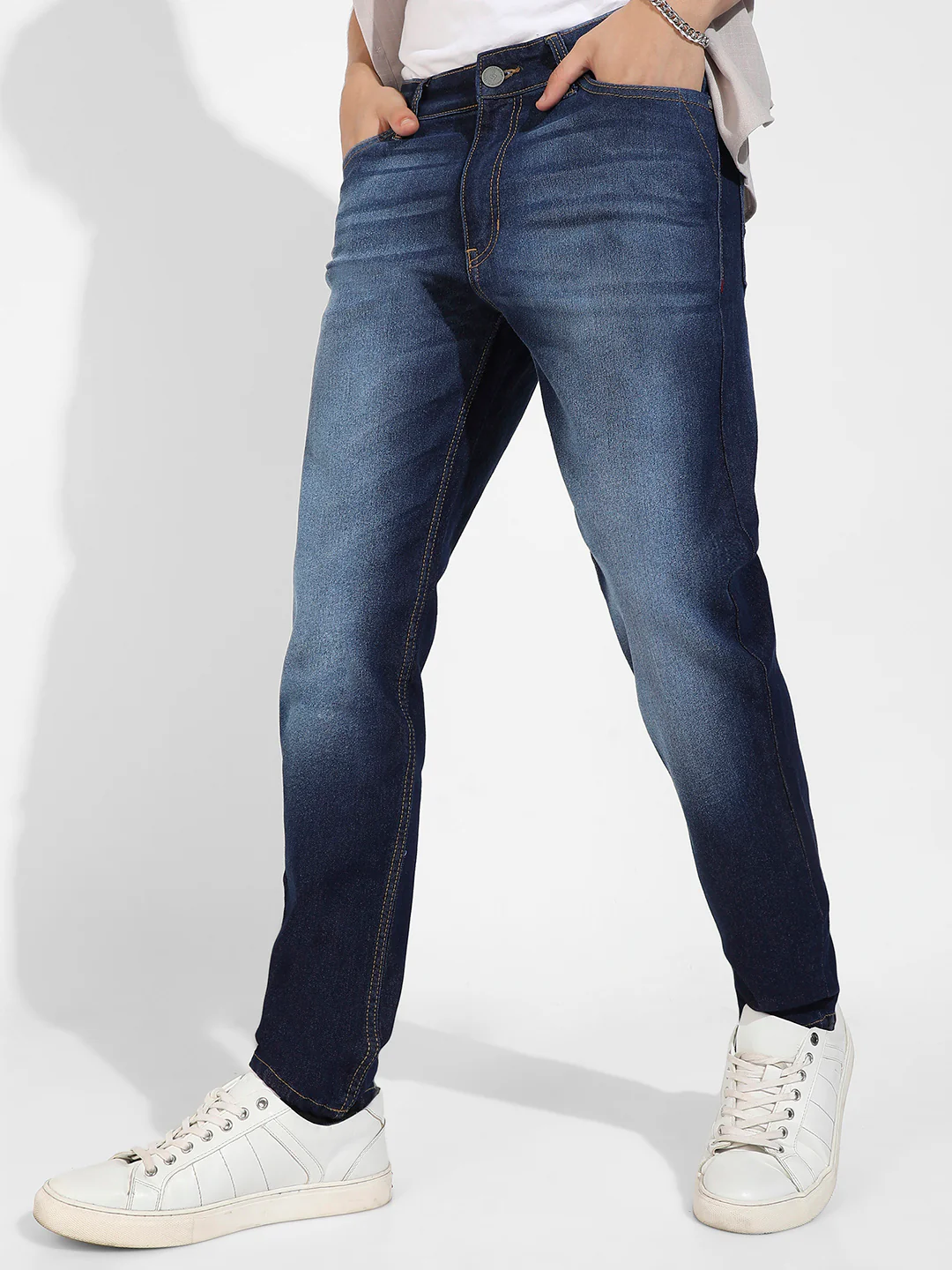 Rolled Hem Denim Jeans - Image 3