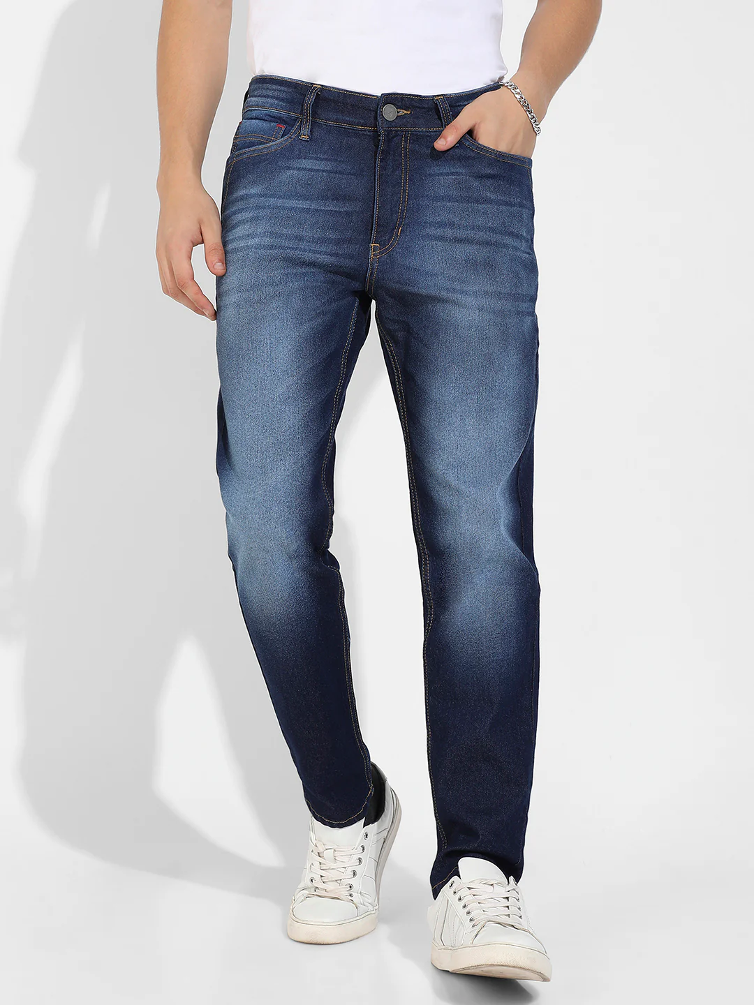 Rolled Hem Denim Jeans - Image 4