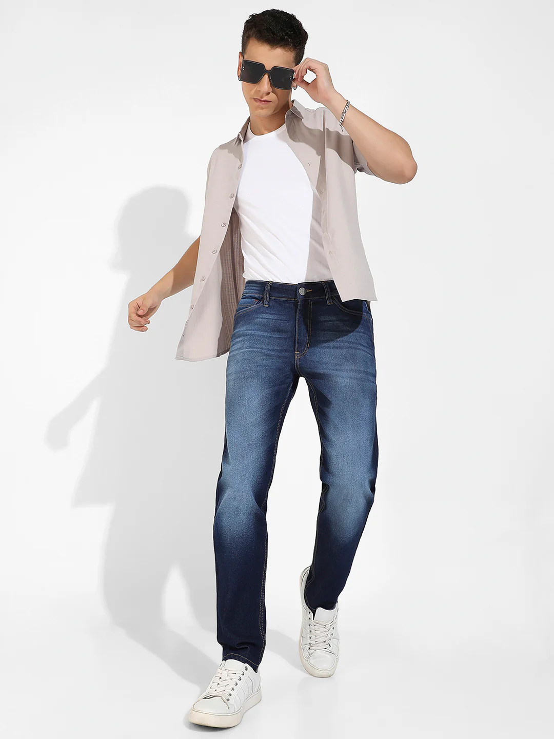 Rolled Hem Denim Jeans - Image 8