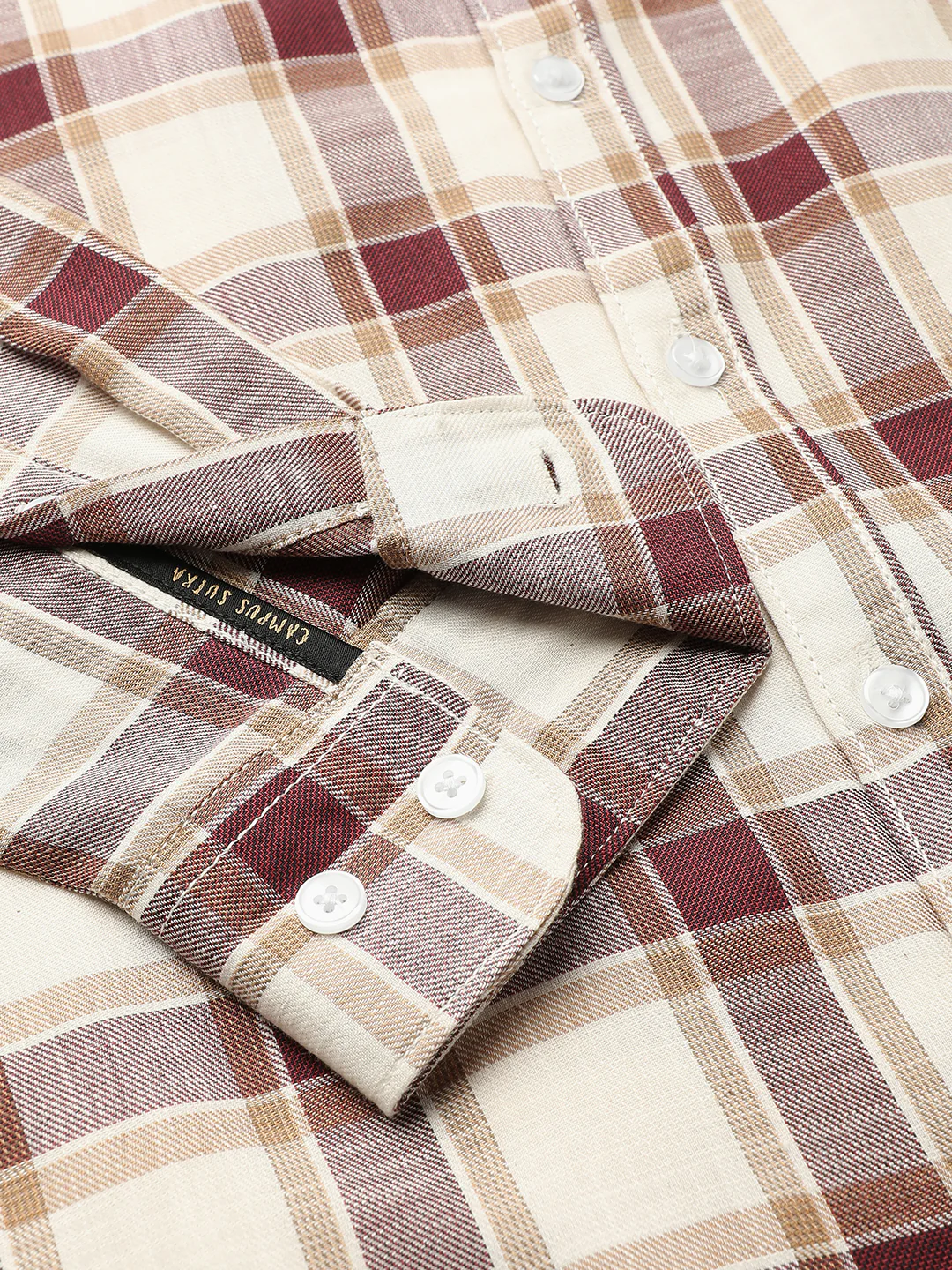 Maroon & White Checks Print Shirt - Image 11