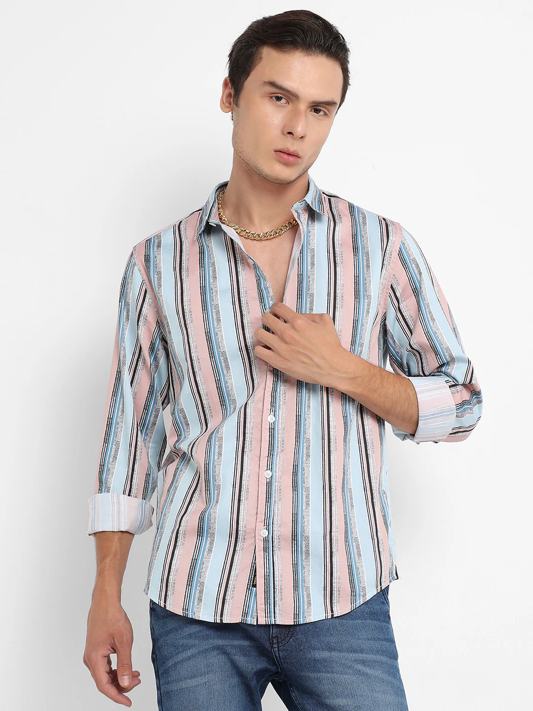 Textured Barcode Striped Shirt - Image 2