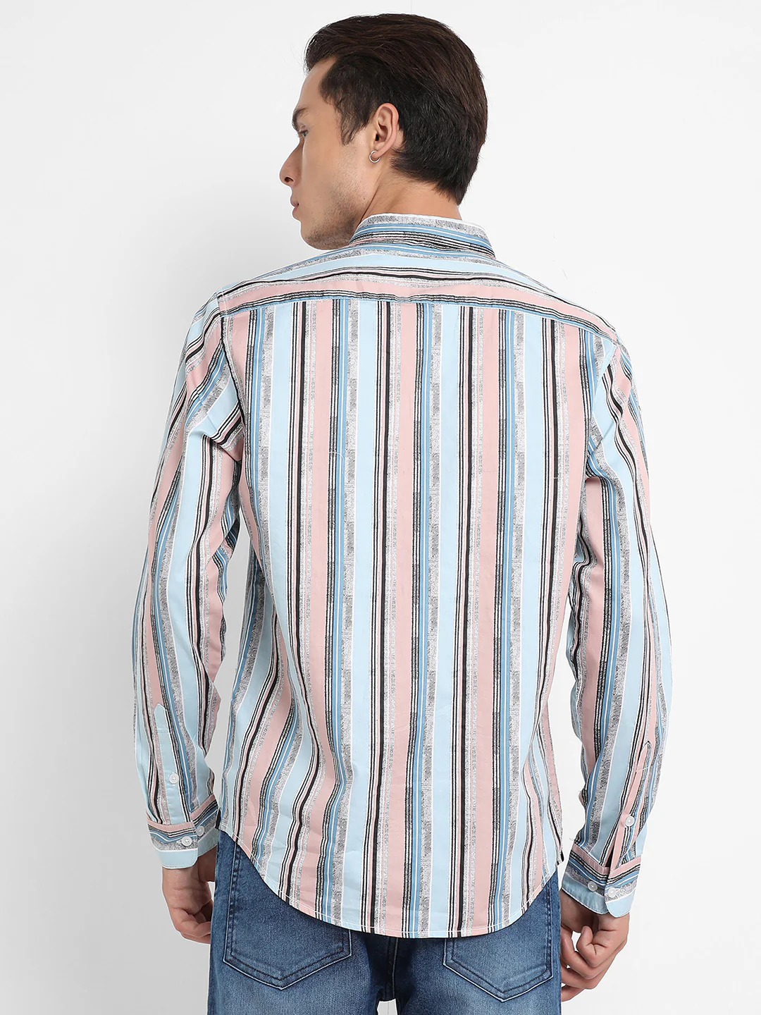 Textured Barcode Striped Shirt - Image 4