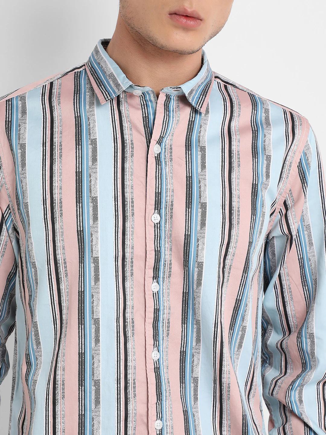 Textured Barcode Striped Shirt - Image 7
