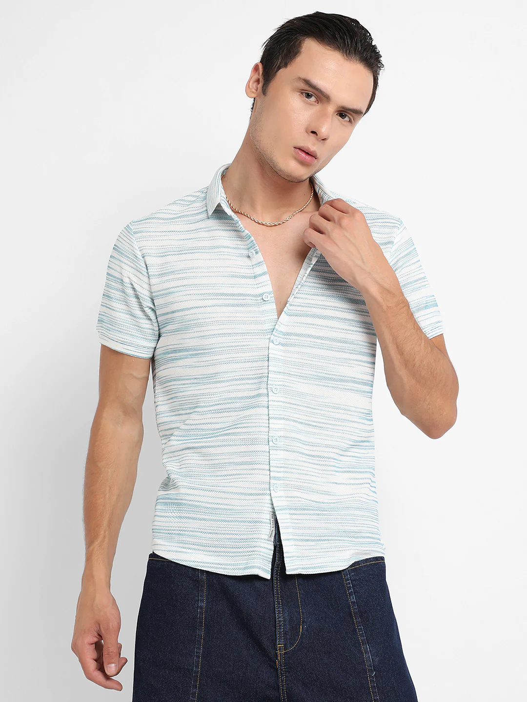 Textured Horizontal Striped Shirt - Image 2