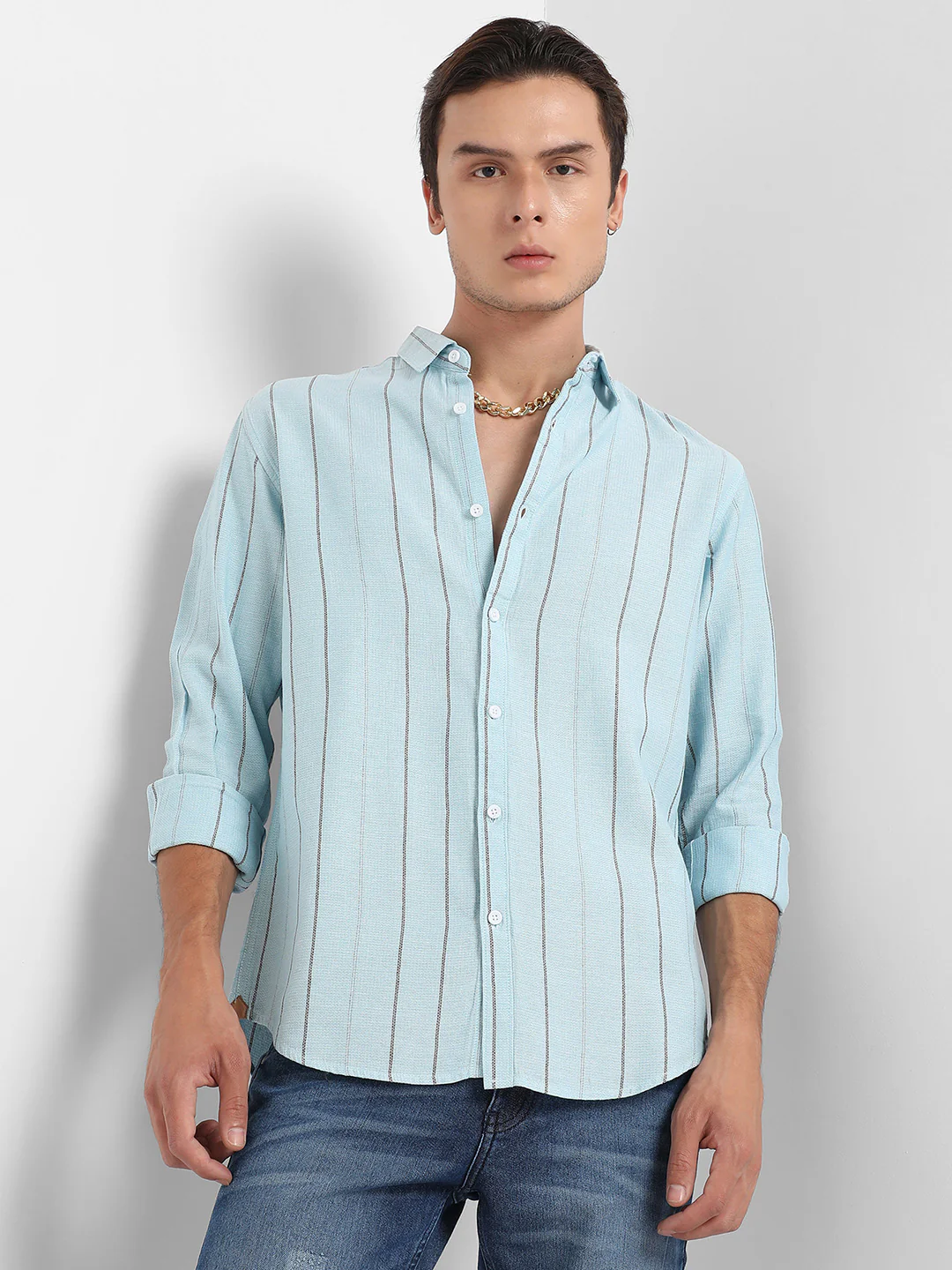 Contrast Pinstriped Shirt - Image 2