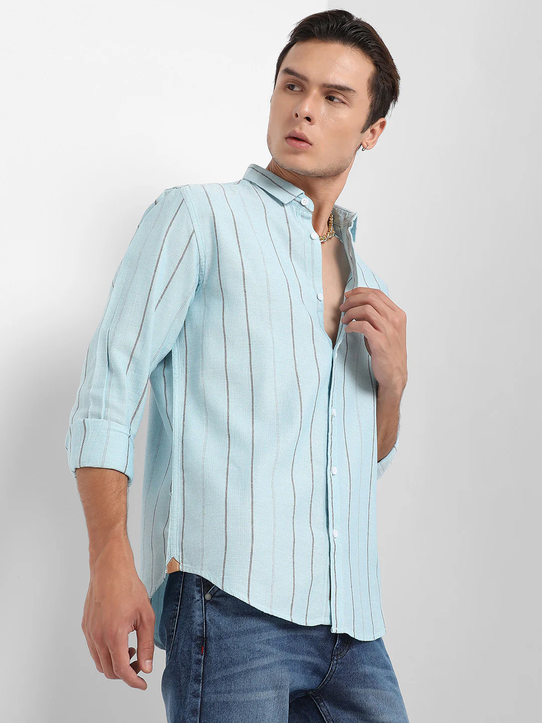 Contrast Pinstriped Shirt - Image 3