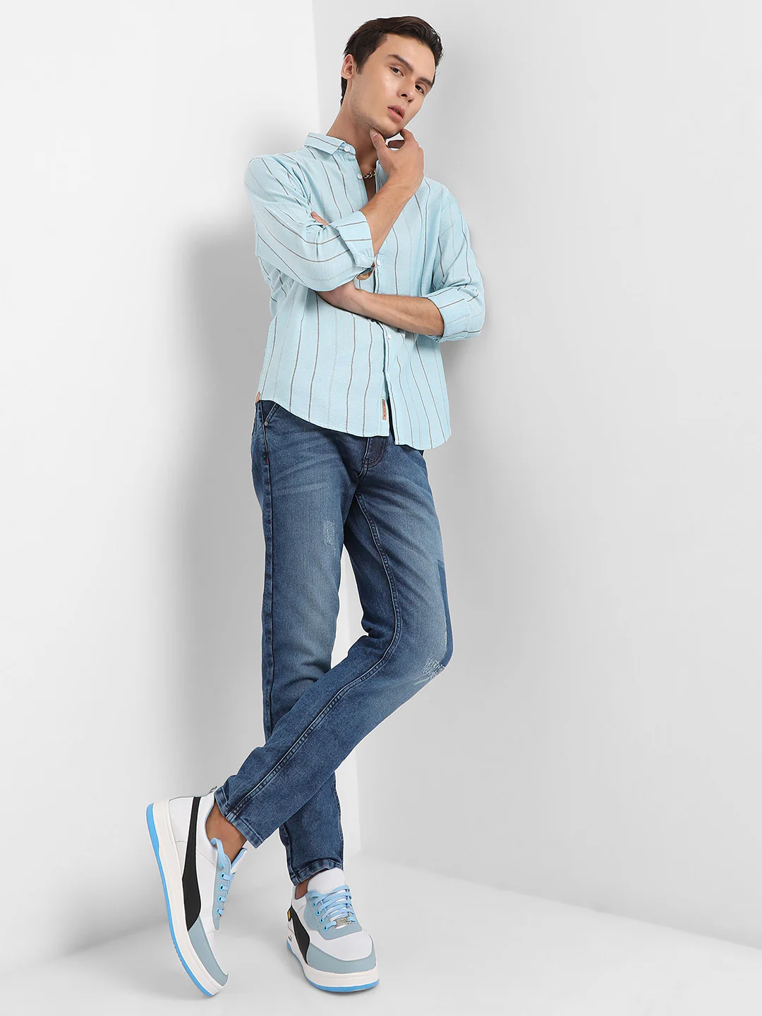 Contrast Pinstriped Shirt - Image 5